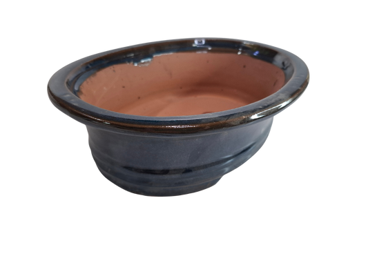 Glazed Ceramic Planter - Dark Blue